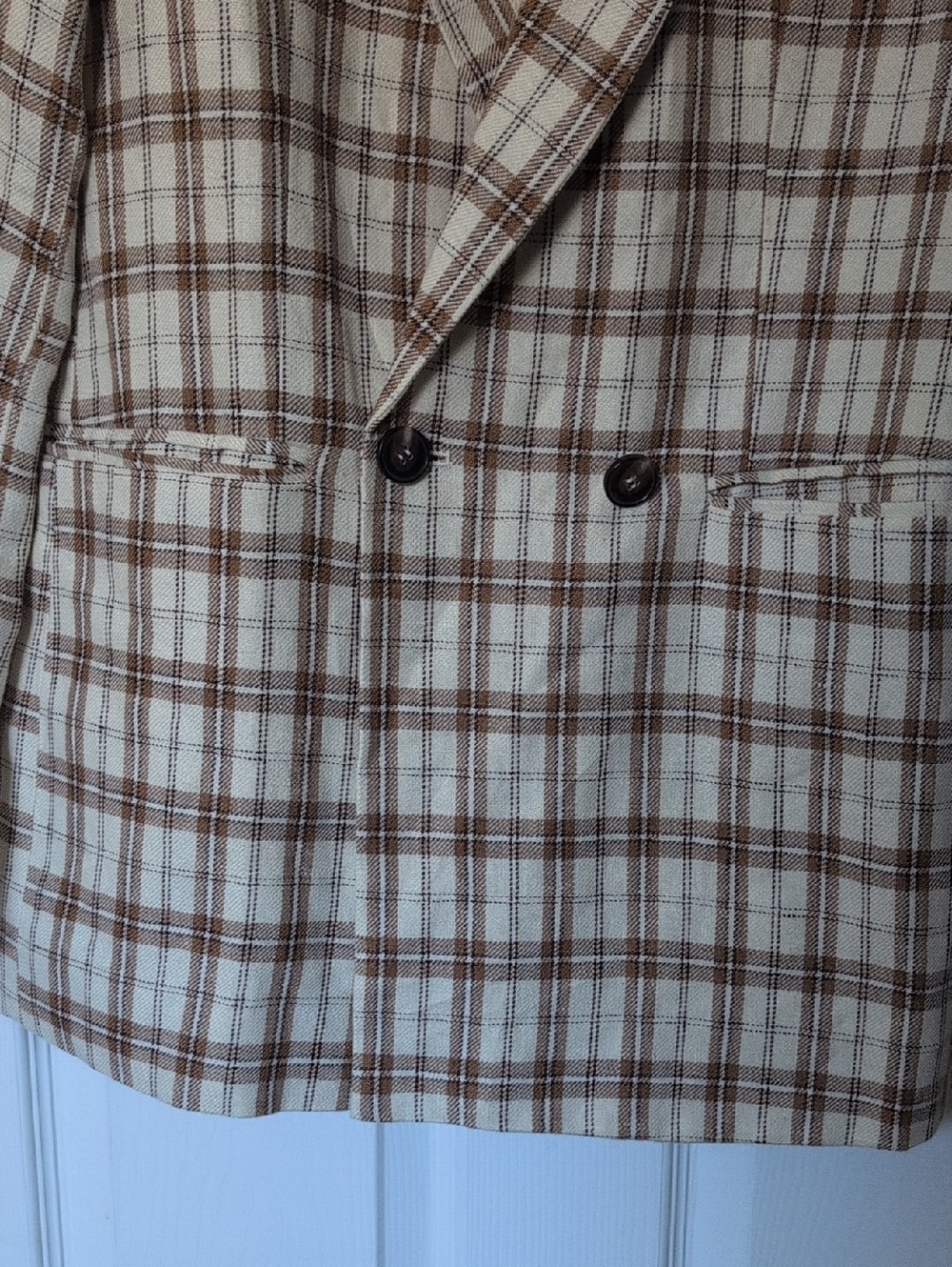 MWT Reformation Cream and Brown Plaid Blazer - Picture 7 of 11